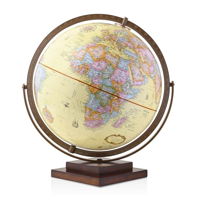 2010s Drexel Heritage Midnight Blue & Chrome Desk Globe